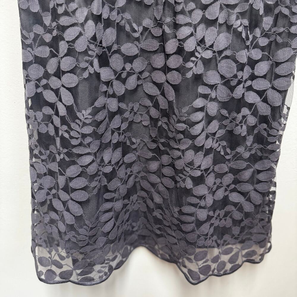 Garnet Hill Boheme Easy Sheer Lace Dress Leaf Botanical Sz12 Gray Elegant Church - Picture 3 of 11